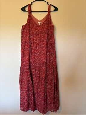 Joie Red Patterned Maxi Dress with Braided Straps